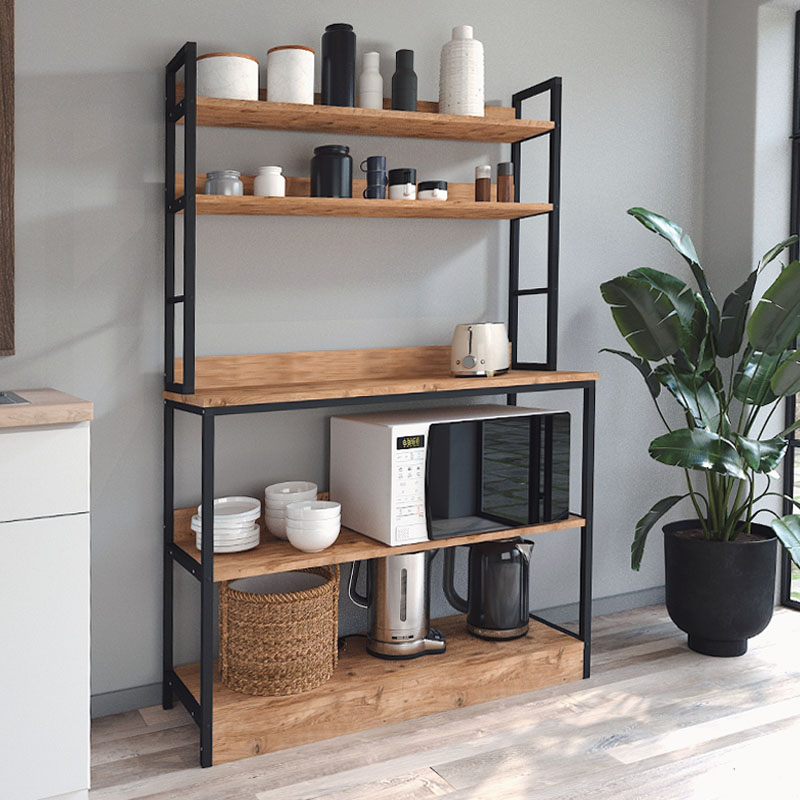 Έπιπλο κουζίνας Vareon2 INTRAHOME χρώμα μαύρο - pine oak 100x36x170εκ. Intrahomextra-8711121
