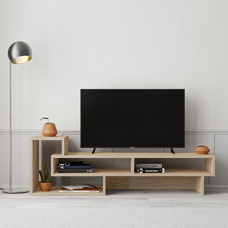 Έπιπλο τηλεόρασης Lioren4 Omarket χρώμα sapphire oak 95x40x55εκ. Intrahomextra-8698491