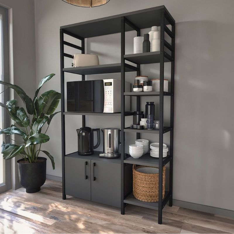 Έπιπλο κουζίνας Orlena2 INTRAHOME χρώμα μαύρο - ανθρακί 85x30x150εκ. Intrahomextra-8710538