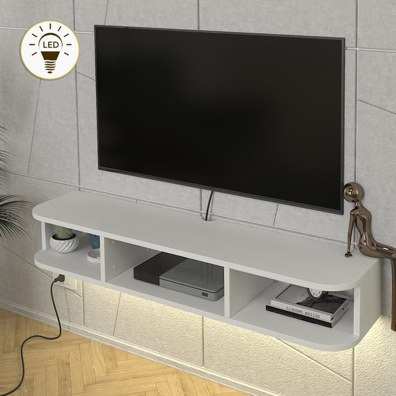 Έπιπλο τηλεόρασης επιτοίχιο Orvian5 Omarket με LED χρώμα λευκό 90x29x40εκ. Intrahomextra-8693990