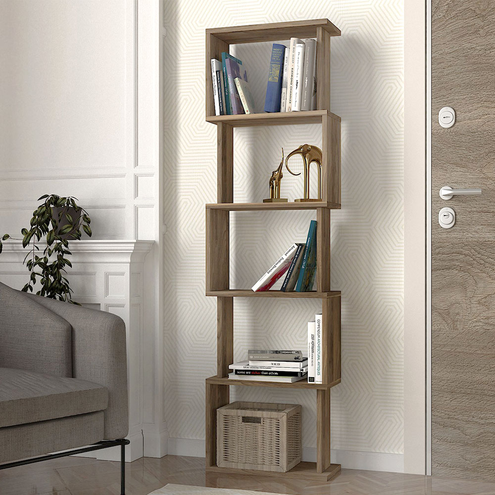 Βιβλιοθήκη Alveron2 Omarket χρώμα καρυδί 25x19x175εκ. Intrahomextra-8713726