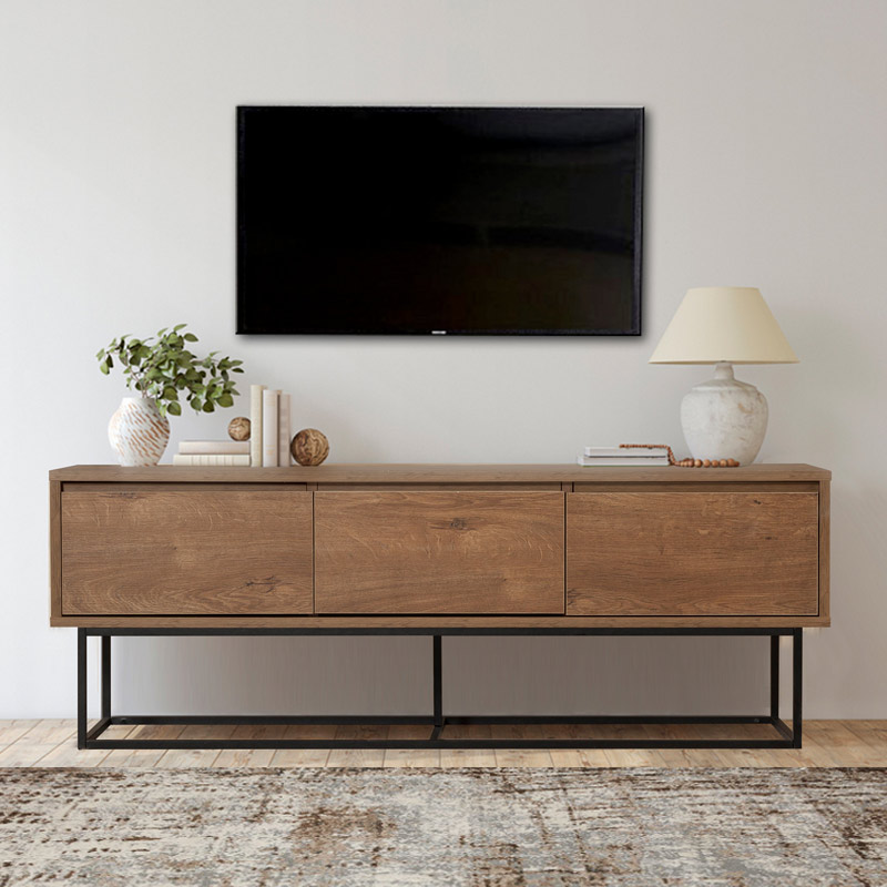 Έπιπλο τηλεόρασης Norvella2 Omarket χρώμα καρυδί 110x40x70εκ. Intrahomextra-8697122
