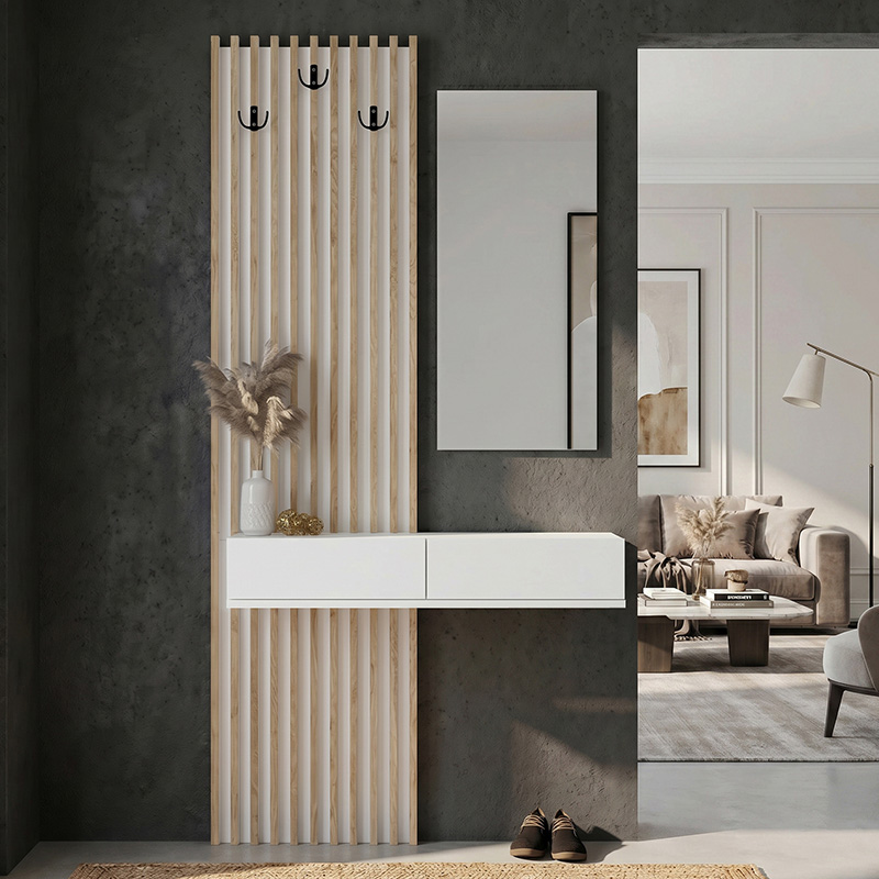 Έπιπλο εισόδου Elaron2 INTRAHOME χρώμα λευκό - sepet oak 55x26x210εκ. Intrahomextra-8711174
