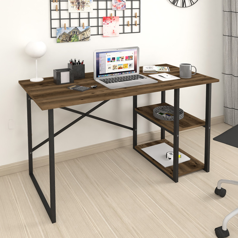 Γραφείο εργασίας Calvion Omarket χρώμα rustic καπνιστή καρυδιά 125x49x85εκ. Intrahomextra-8727411