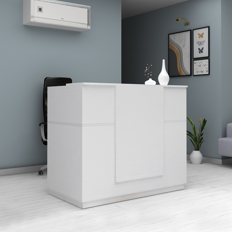 Γραφείο υποδοχής - reception Cavero Omarket χρώμα λευκό 115x70x125εκ. Intrahomextra-8726285