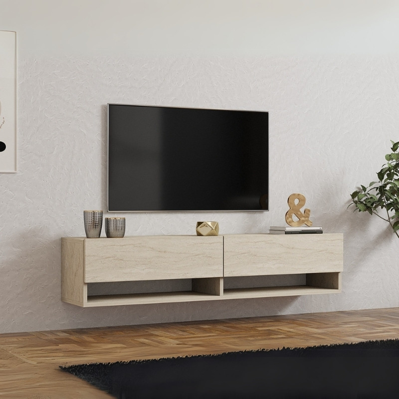 Έπιπλο τηλεόρασης επιτοίχιο Avelon5 Omarket χρώμα travertine 105x29x45εκ. Intrahomextra-8694441