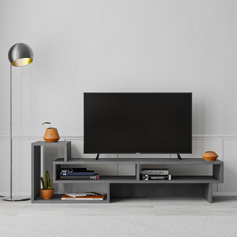 Έπιπλο τηλεόρασης Lioren4 Omarket χρώμα γκρι ρετρό 95x40x55εκ. Intrahomextra-8698546