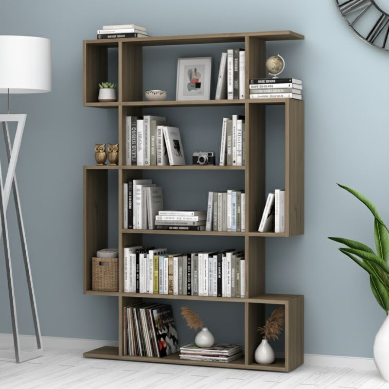 Βιβλιοθήκη Orlena Omarket χρώμα καρυδί 130x25x180εκ. Intrahomextra-8715115
