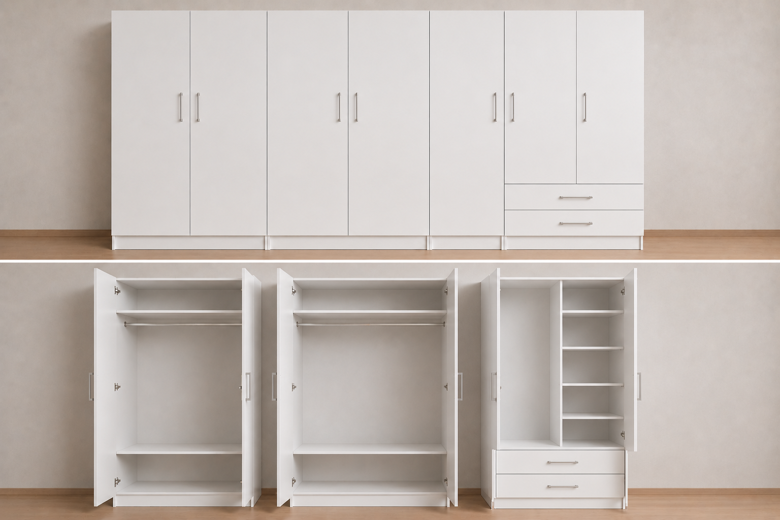 Intrahome Ντουλάπα Λευκό 300x243x56 Μαζί με δύο συρτάρια NT12L-300-243-49985  Κουτί  BOX100|BOX100|BOX100 χωρίς πατάρι