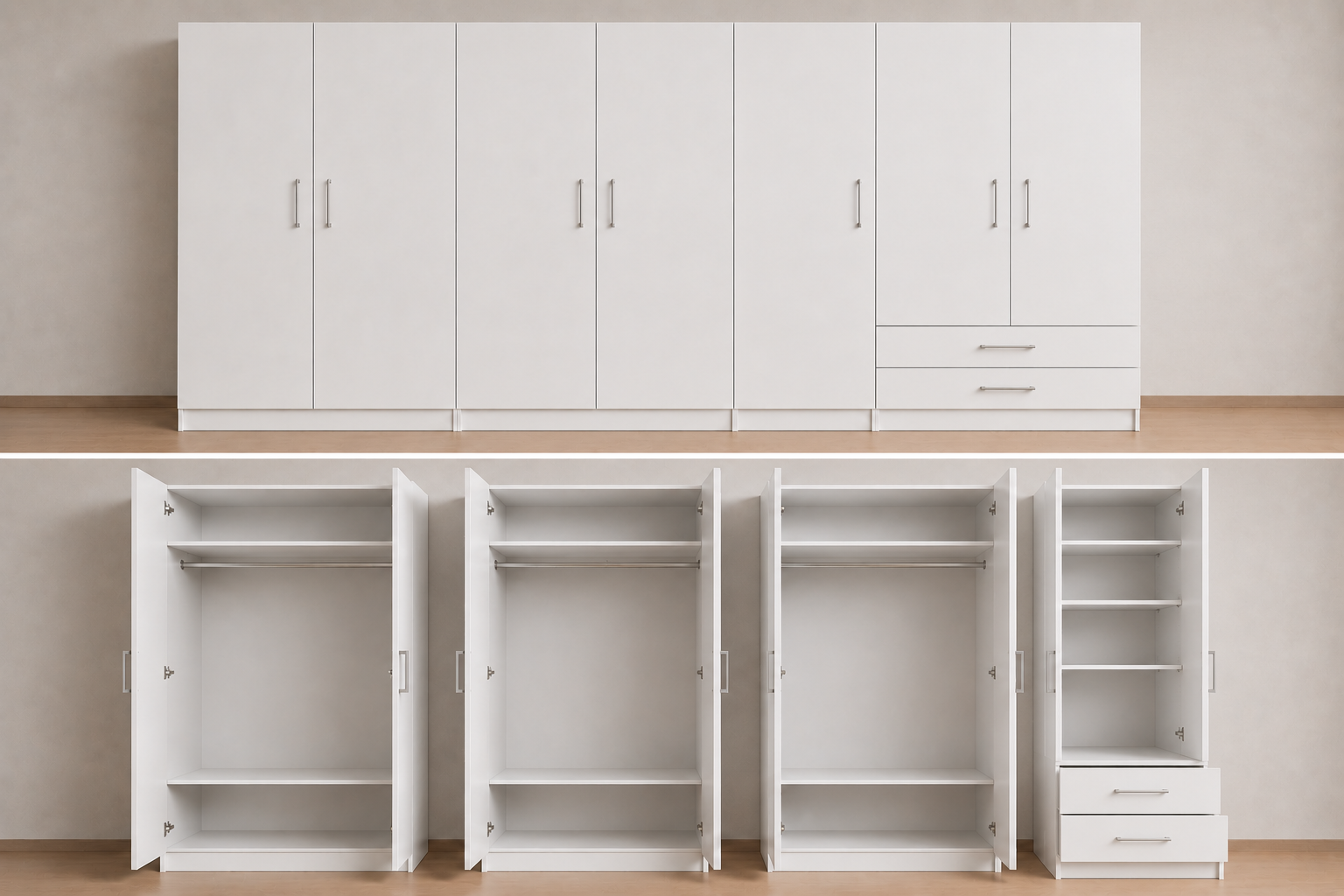 Intrahome Ντουλάπα Λευκό 314x243x56 Μαζί με δύο συρτάρια NT12L-314-243-49999  Κουτί  BOX100|BOX100|BOX100|BOX14 χωρίς πατάρι