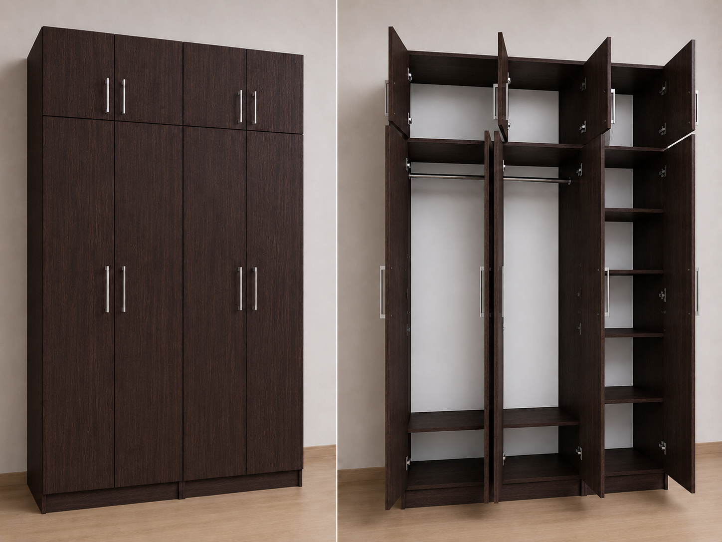 Intrahome Ντουλάπα Wenge200x257x56 με πατάρι 60cm  N8T1215L-200-257-06478  Κουτί  BOX100|BOX100  Πατάρι  PAT100|PAT100