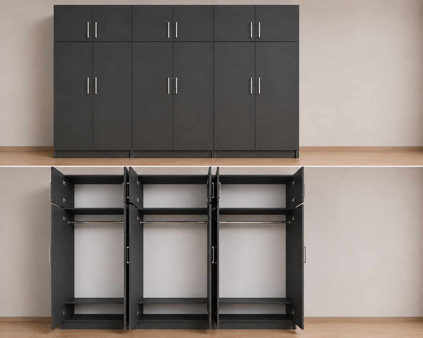 Intrahome Ντουλάπα ανθρακί 299x303x56 με πατάρι 60cm  N2T1214L-299-303-49984  Κουτί  BOX100|BOX100|BOX99  Πατάρι  PAT100|PAT100|PAT99