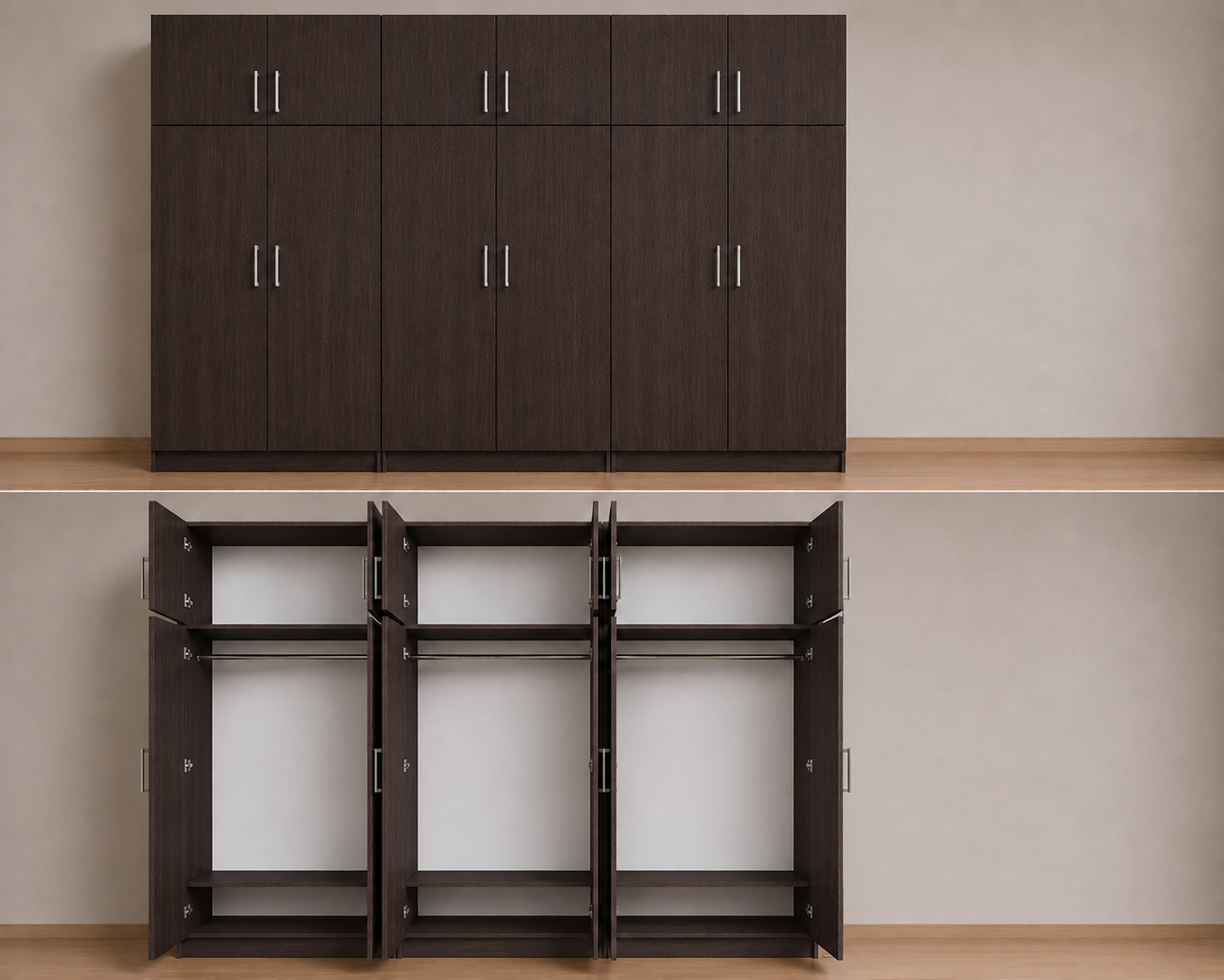 Intrahome Ντουλάπα Wenge299x303x56 με πατάρι 60cm  N8T1215L-299-303-49984  Κουτί  BOX100|BOX100|BOX99  Πατάρι  PAT100|PAT100|PAT99
