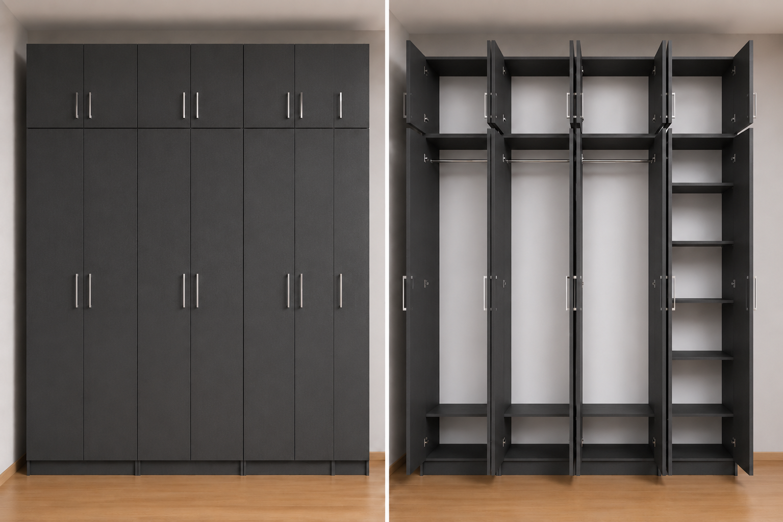 Intrahome Ντουλάπα ανθρακί 315x303x56 με πατάρι 60cm  N2T1214L-315-303-50000  Κουτί  BOX100|BOX100|BOX100|BOX15  Πατάρι  PAT100|PAT100|PAT100|PAT15