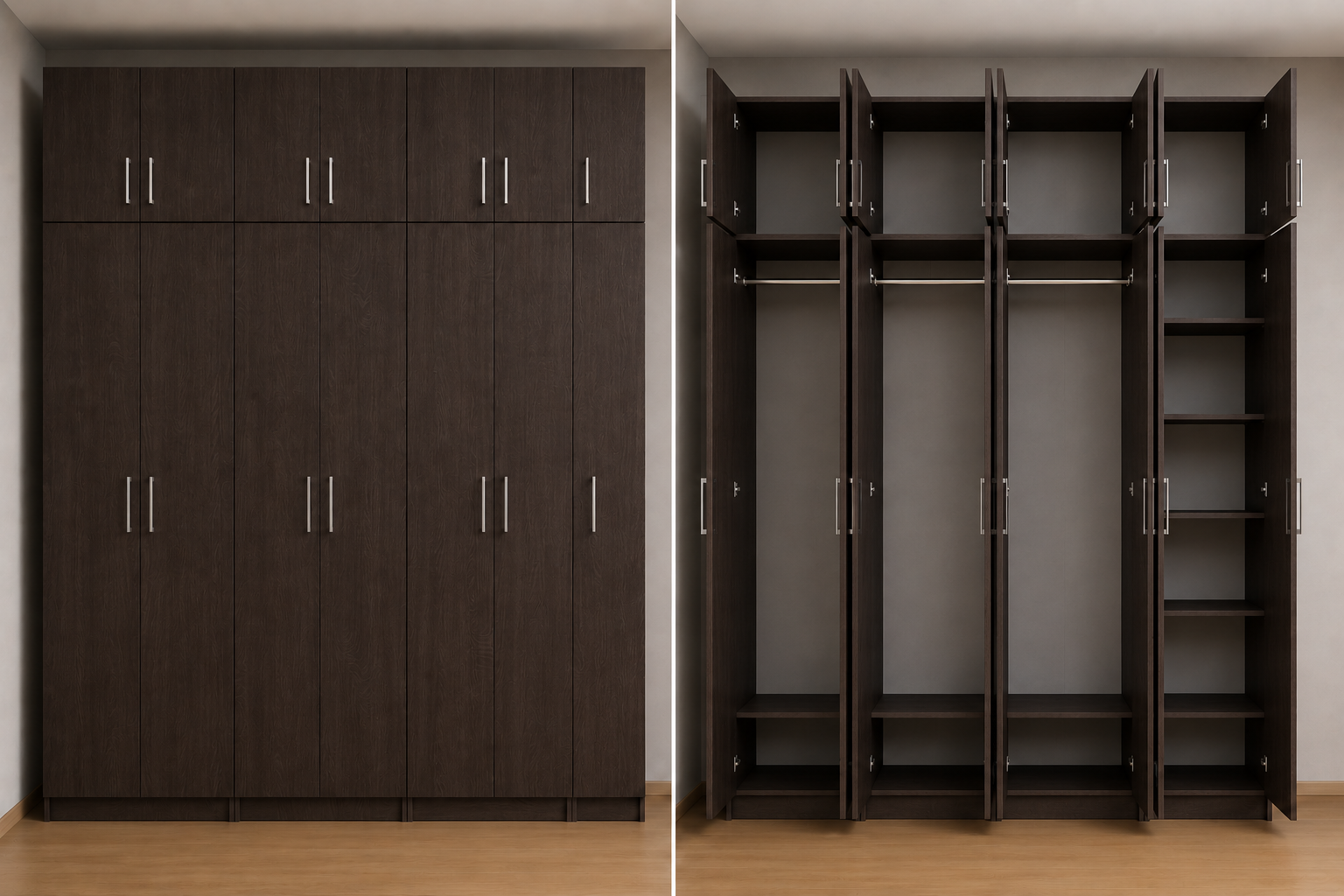 Intrahome Ντουλάπα Wenge315x303x56 με πατάρι 60cm  N8T1215L-315-303-50000  Κουτί  BOX100|BOX100|BOX100|BOX15  Πατάρι  PAT100|PAT100|PAT100|PAT15